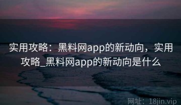 实用攻略：黑料网app的新动向，实用攻略_黑料网app的新动向是什么