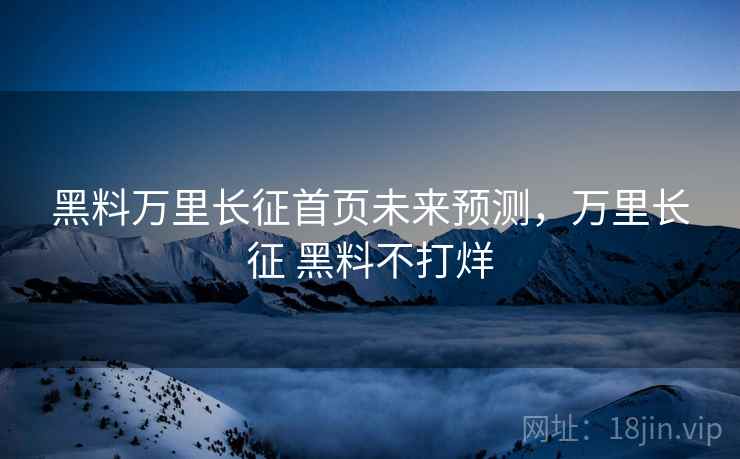 黑料万里长征首页未来预测，万里长征 黑料不打烊