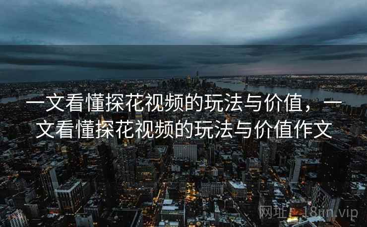 一文看懂探花视频的玩法与价值，一文看懂探花视频的玩法与价值作文