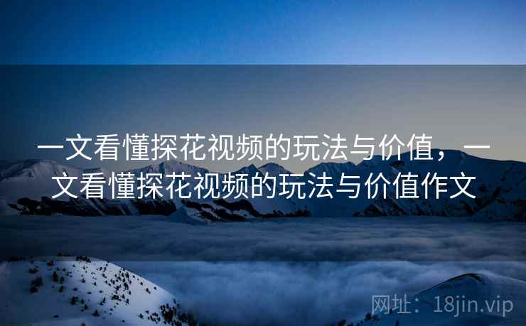 一文看懂探花视频的玩法与价值，一文看懂探花视频的玩法与价值作文